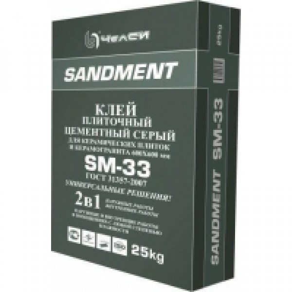 См Клей "Sandment" SM-33 цем. плиточный серый 25кг (56)