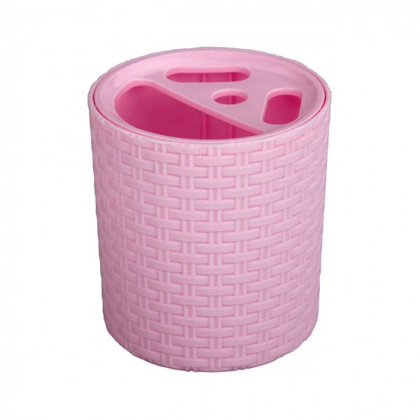 Подставка д/зубных щеток розовая плетенка М2536