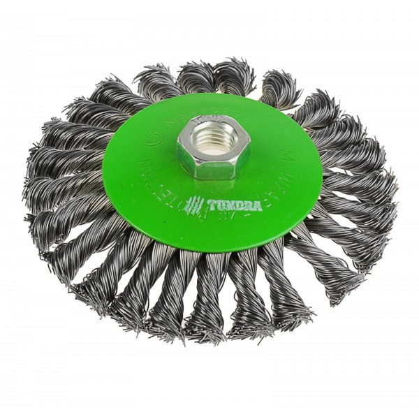 Корщетка для УШМ 125мм/М14 (тарелка, кручёная проволока) TUNDRA (1032363)