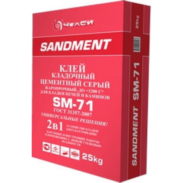 См Клей "Sandment" SM-71 цем. кладочный серый 25кг