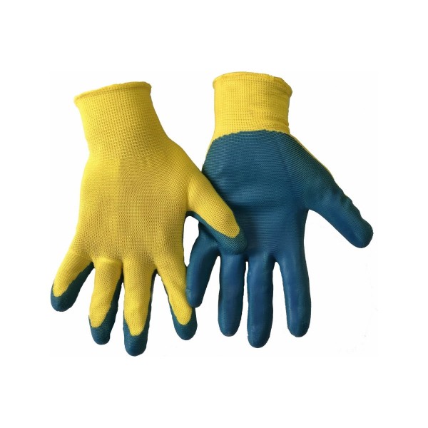 Перчатки нейлон желто-синие