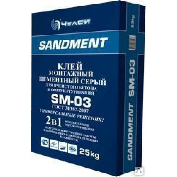 См Клей "Sandment" SM-03 цем. монтажный серый 25кг