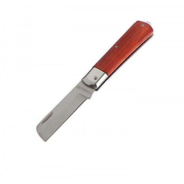 Нож универс. складной ТУНДРА, дерев.рукоятка, прямое лезвие, нерж.сталь (1220206)