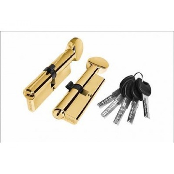 Механизм цилиндровый 90(40/50) S-Locked PВ золото ключ/вертушка (120314)