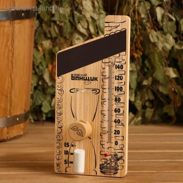 Деревянная станция банная 3в1 термометр+термотабличка+часы песочные (785274)