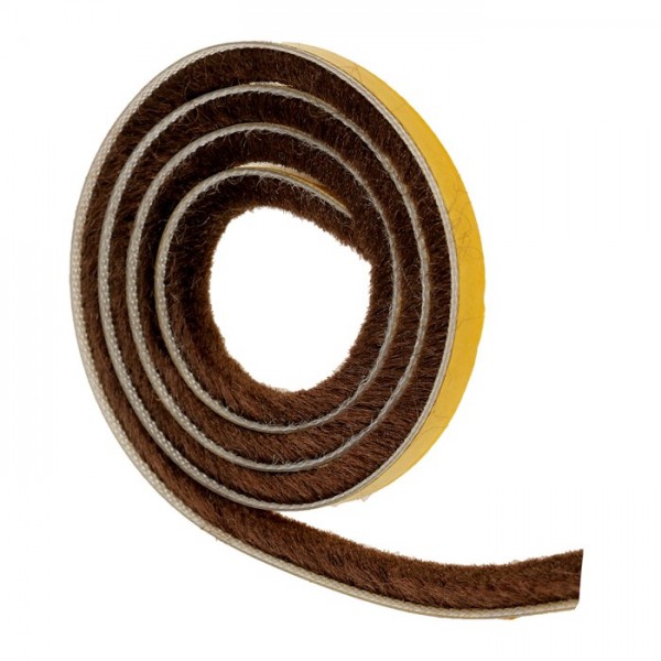 Уплотнитель щеточный самоклеящийся TUNDRA krep, 3P, 7х6 мм, коричневый,20 м(3011403)