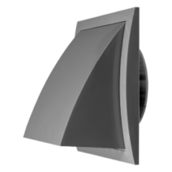 Стенной выход 175х175 с обр. клапаном с фланцем D100 серый (309853)