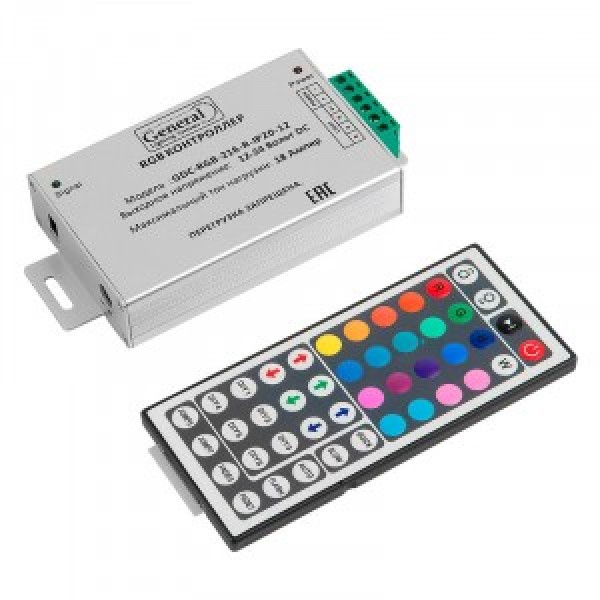 Св-к Контроллер LED General 12V 216W RGB с ИК пультом GDC-RGB-216-R-IP20-12 511701 (641624)